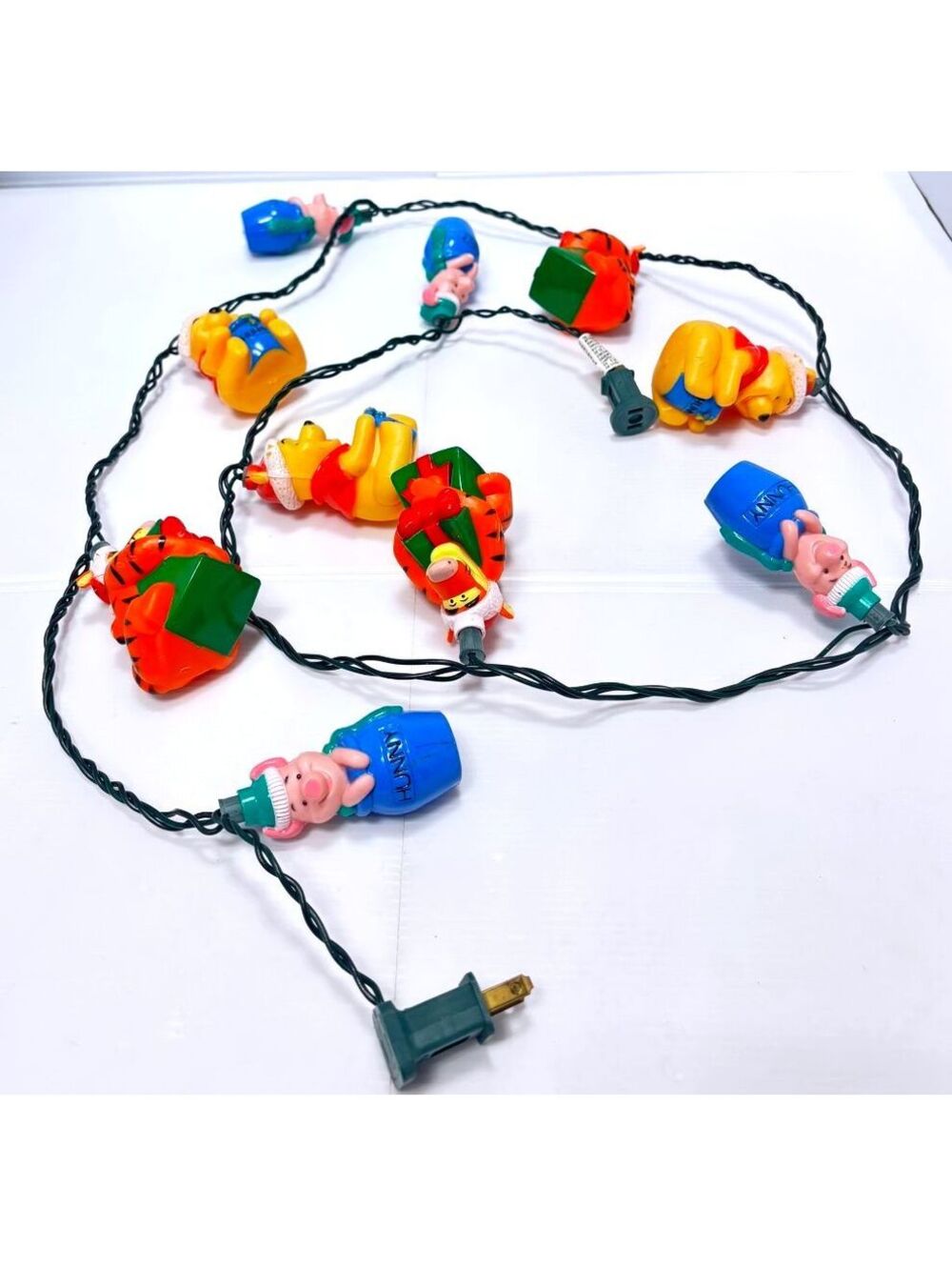 Vintage Winnie the Pooh Christmas String Lights Featuring Pooh, Tigger, and Pig